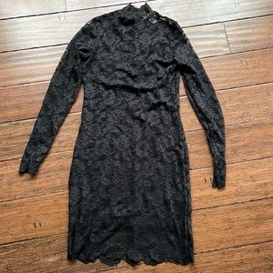 H&M black lace dress with slip underneath size M